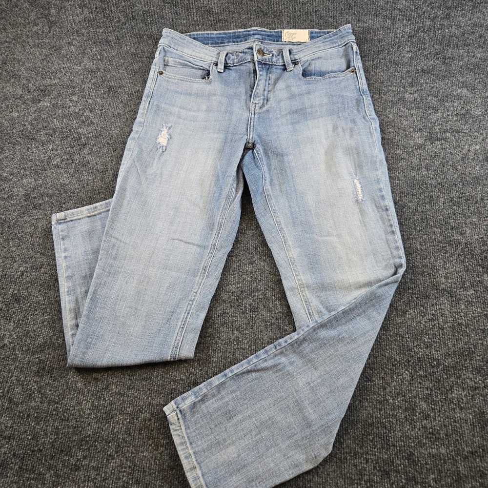 Cosmic Blue Love Light Wash Distressed Straight Leg Jeans Size 29 Clean Girl